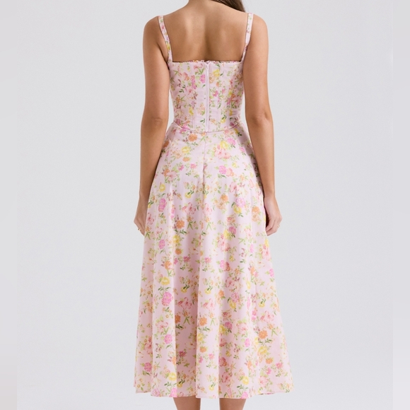 HOUSE OF CB Clarabelle Pink Meadow Print Cotton Midi Sundress - Picture 4 of 6